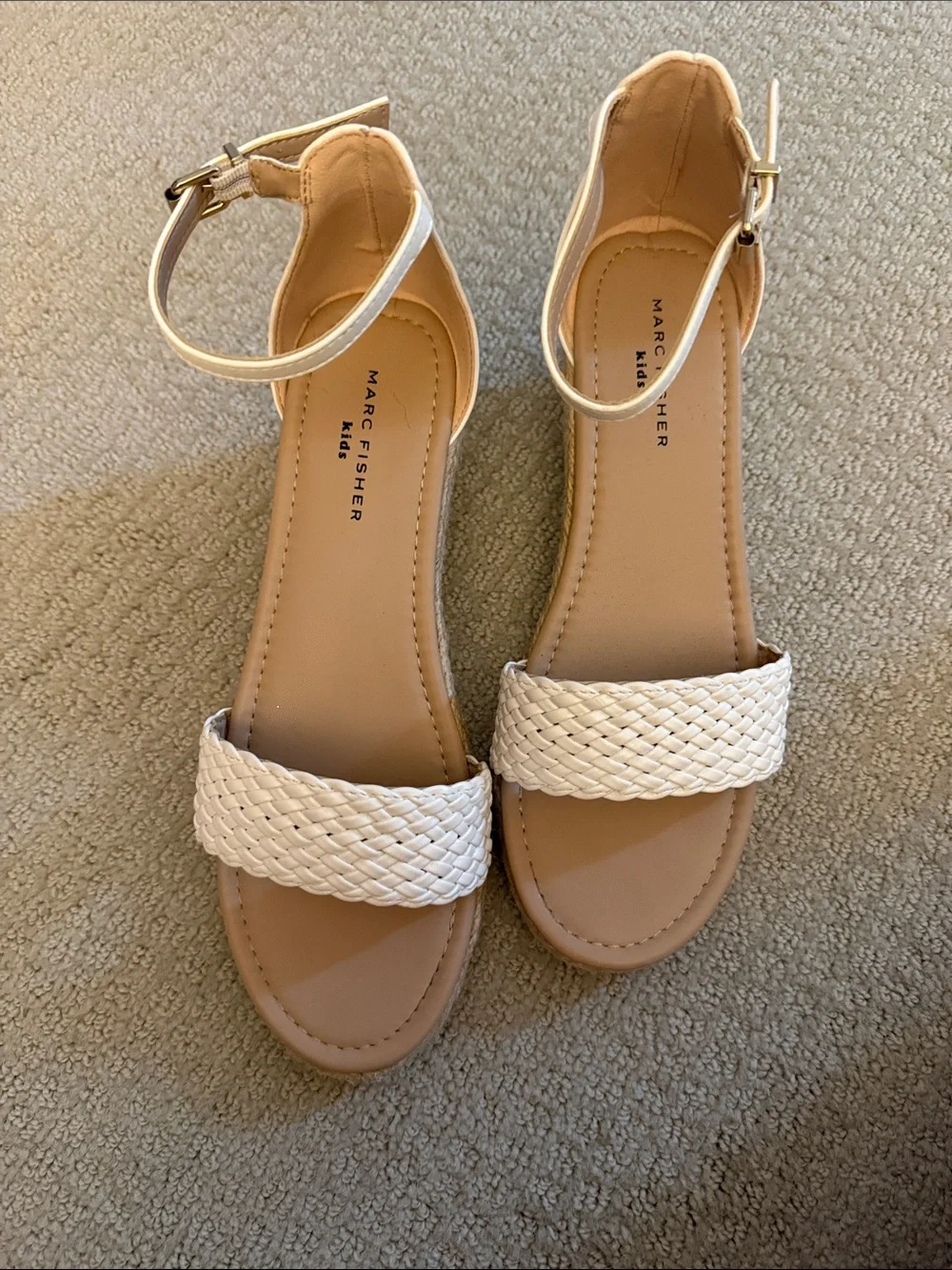Marc Fisher Cream Braided Espadrille Wedge Sandals